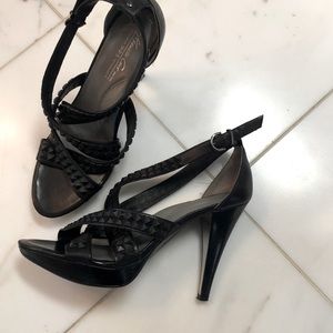 Kenneth Cole black leather stilettos